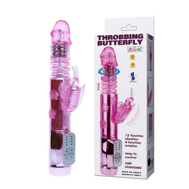 Vibratore Rabbit Rosa Ricaricabile con 12 Vibrazioni e Rotazioni